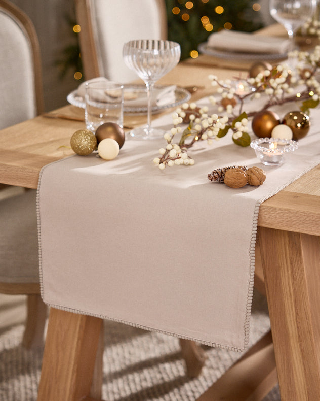 Marseille French Knot Fused Table Runner 220cm - Grey