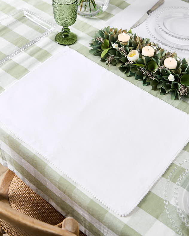 Set of 2 White Marseille French Knot Fused Placemats