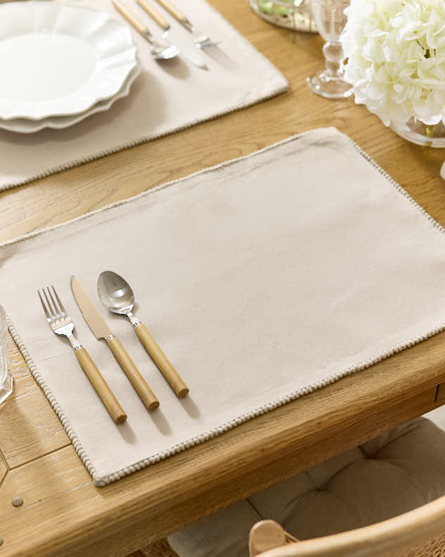 Grey 100% Cotton Placemats - Set of 2 Marseille French Knot Fused Placemats - Grey