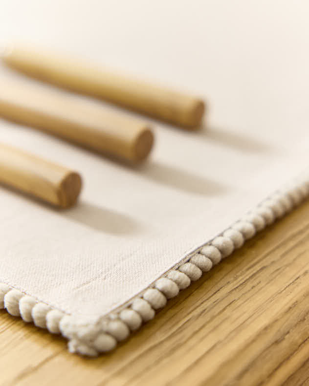 Placemats - Set of 2 Marseille French Knot Fused Placemats - Grey