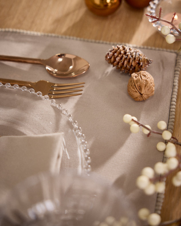 Set of 2 Marseille French Knot Fused Placemats - Grey