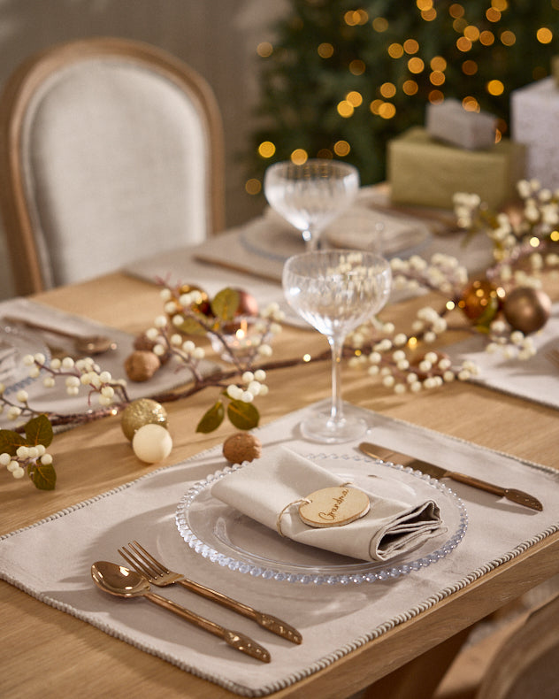Set of 2 Marseille French Knot Fused Placemats - Grey