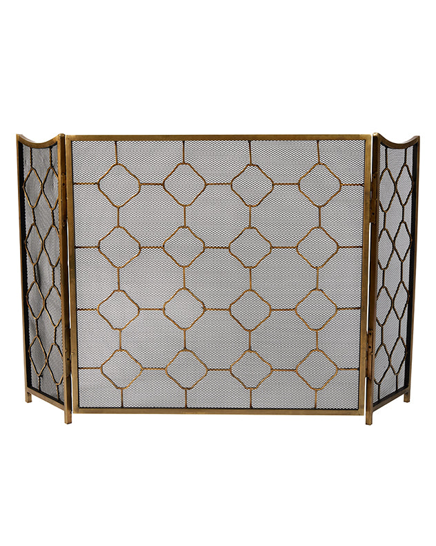 Fire Screens &amp; Guards - Antique Brass Marrakesh Fire Screen