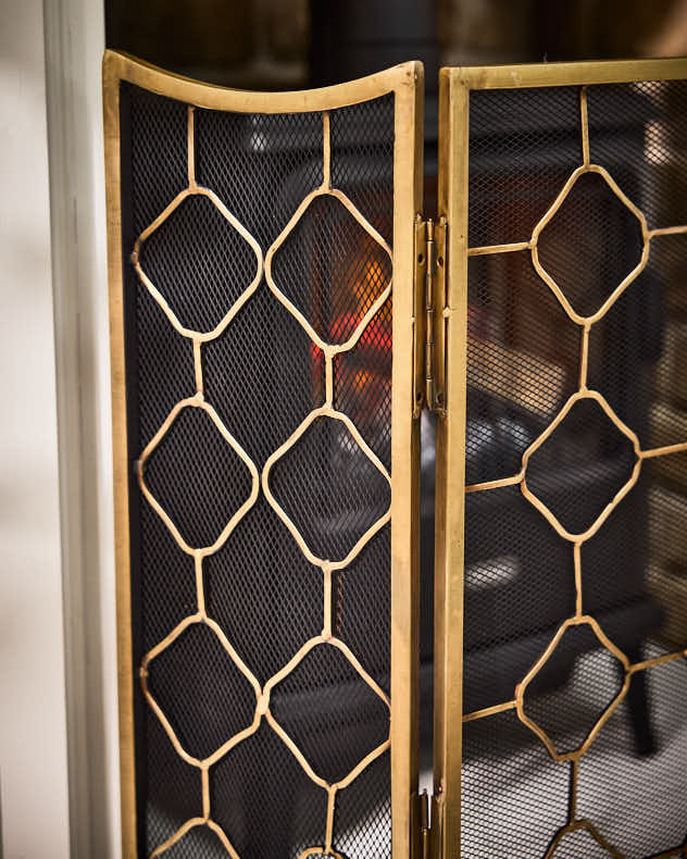 Fire Screens & Guards - Antique Brass Marrakesh Fire Screen