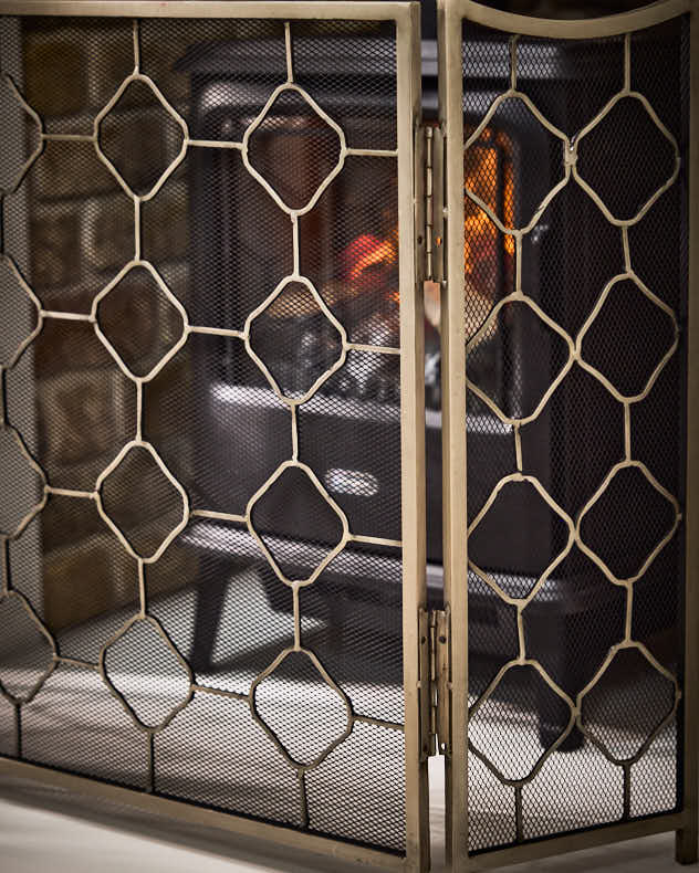 Fire Screens & Guards - Pewter Marrakesh Fire Screen