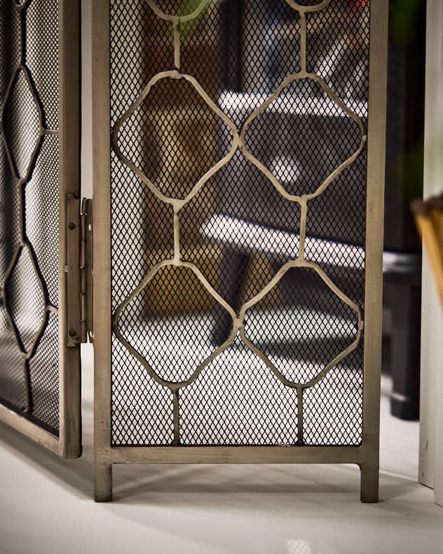 Fire Screens &amp; Guards - Pewter Marrakesh Fire Screen