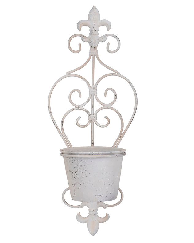 Fleur de Lys Ivory Wall Planter