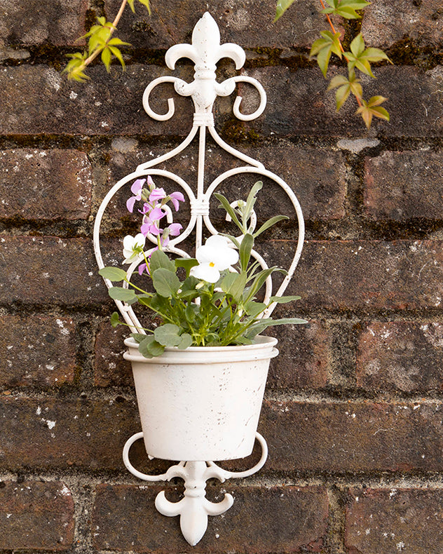 Fleur de Lys Ivory Wall Planter