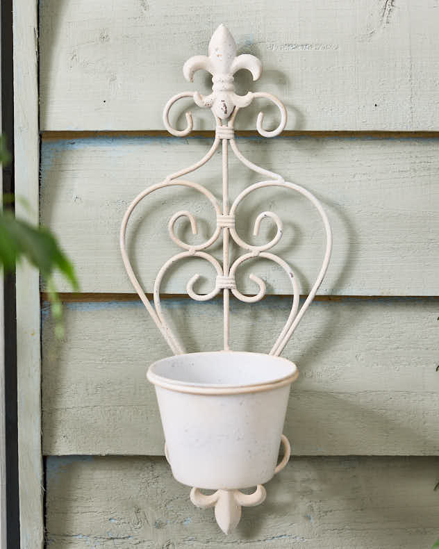 Fleur de Lys Ivory Wall Planter