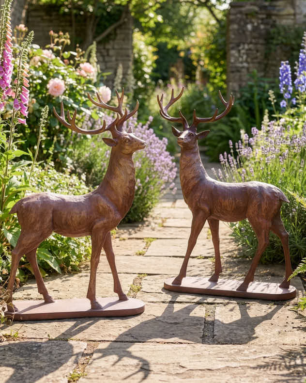 Ornaments - Set of 2 Bronze Effect Standing Stags