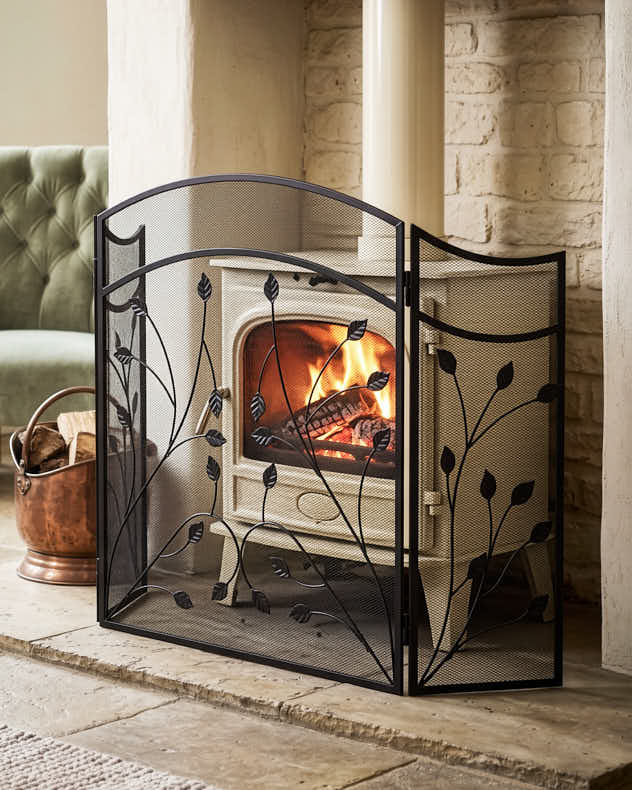 Leaf Vine Three Fold Fire Screen