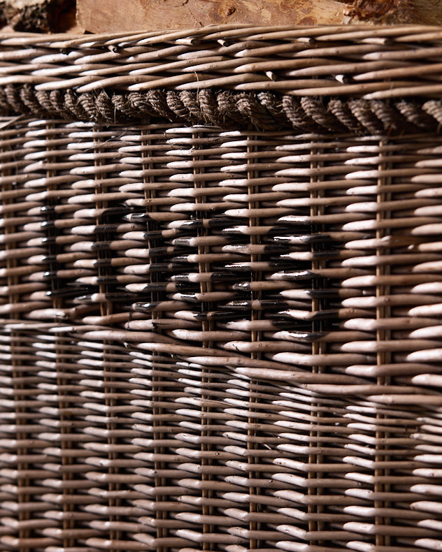 Rope Handled Log Basket with Wheels