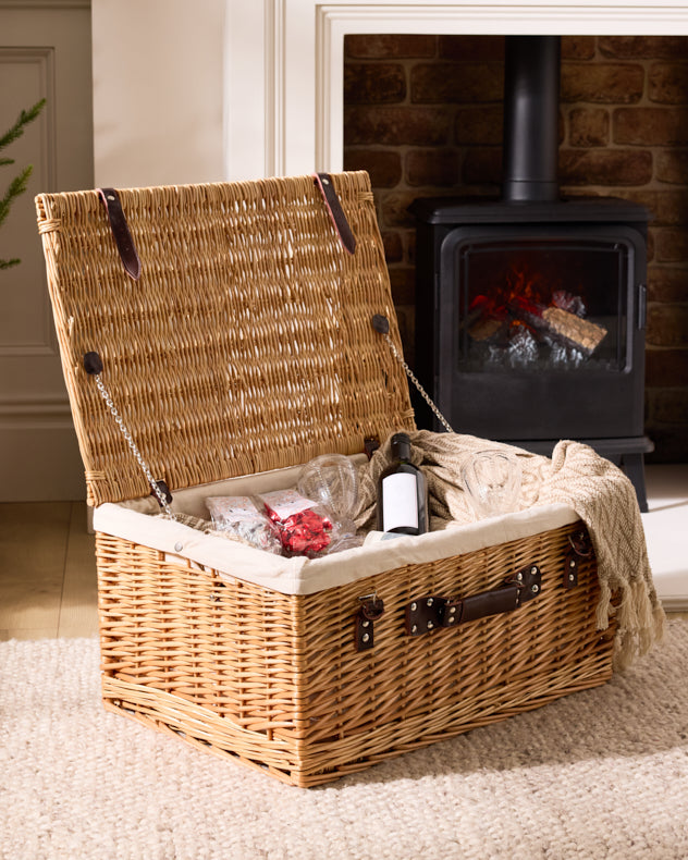 Light Wash Wicker Hamper Basket