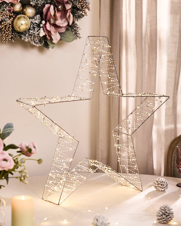 3D Light Up Silver Star Decoration