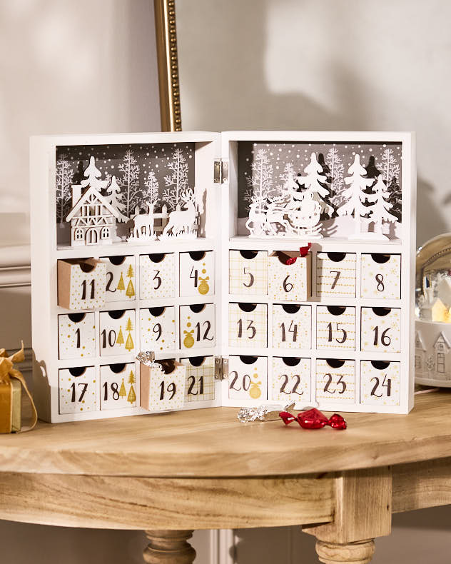 White Christmas Wooden Advent Calendar