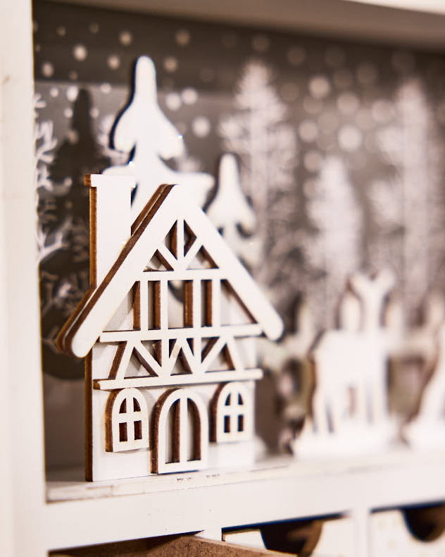 White Christmas Wooden Advent Calendar