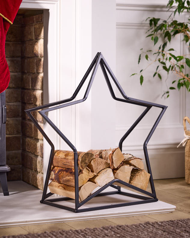 Cut Out Iron Star Log Holder