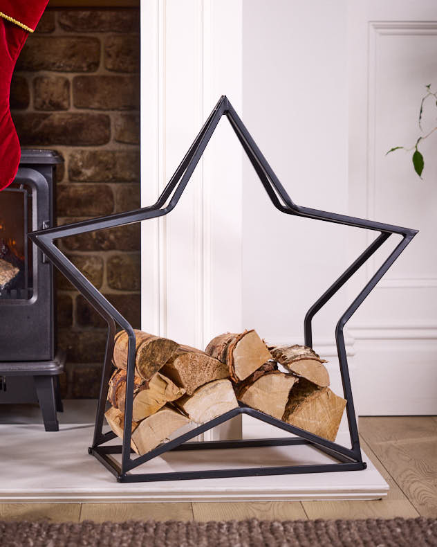 Cut Out Iron Star Log Holder