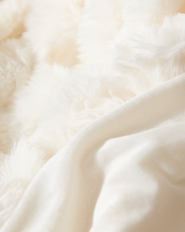 Textured White Fur Throw and Cushion Collection