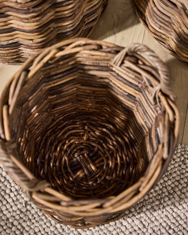 Set of 3 Round Baskets with Handles