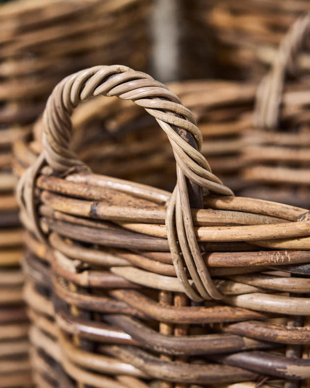 Set of 3 Round Baskets with Handles