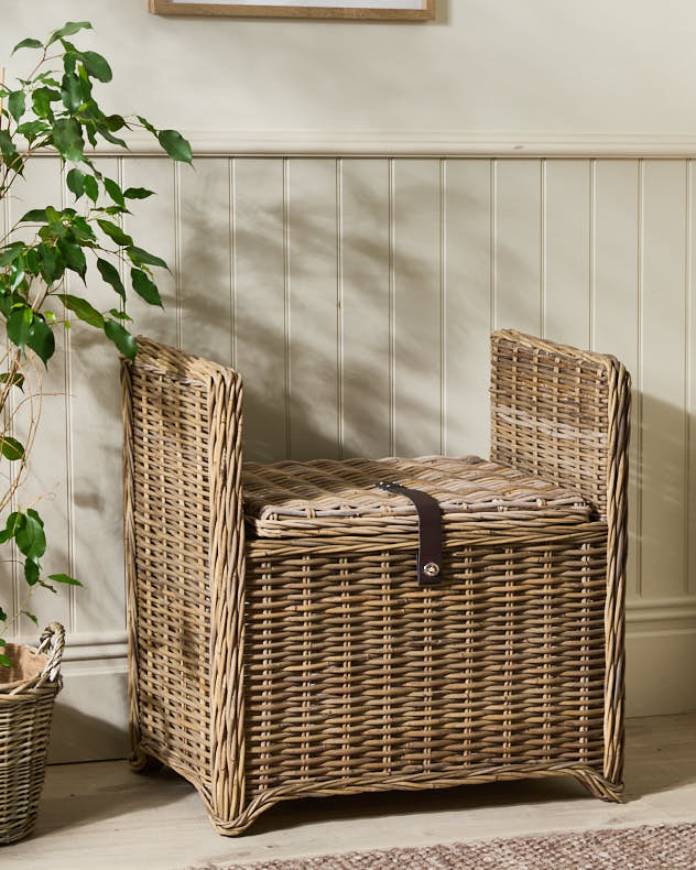 Woven Bench and Storage Trunk