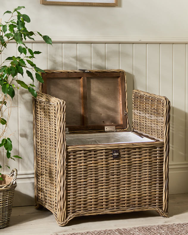 Woven Bench and Storage Trunk