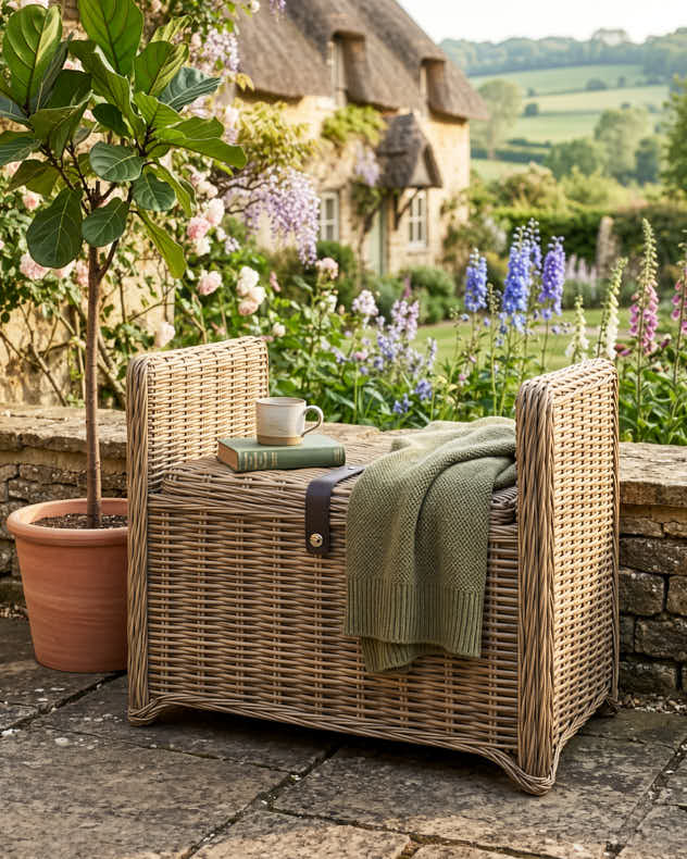 Woven Wicker Garden Bench