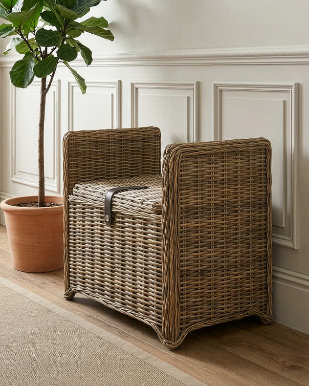 Storage Baskets Double - Woven Bench and Storage Trunk
