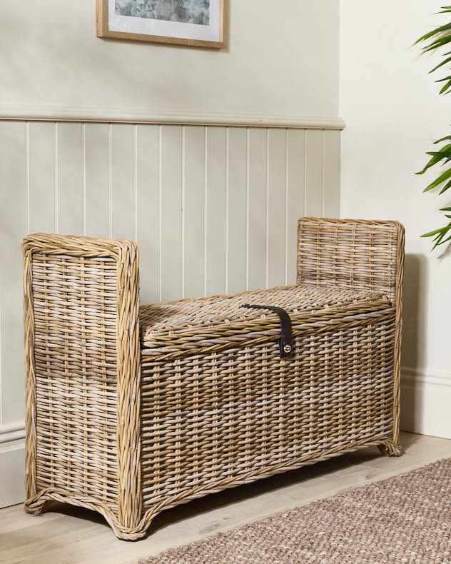 Woven Bench and Storage Trunk