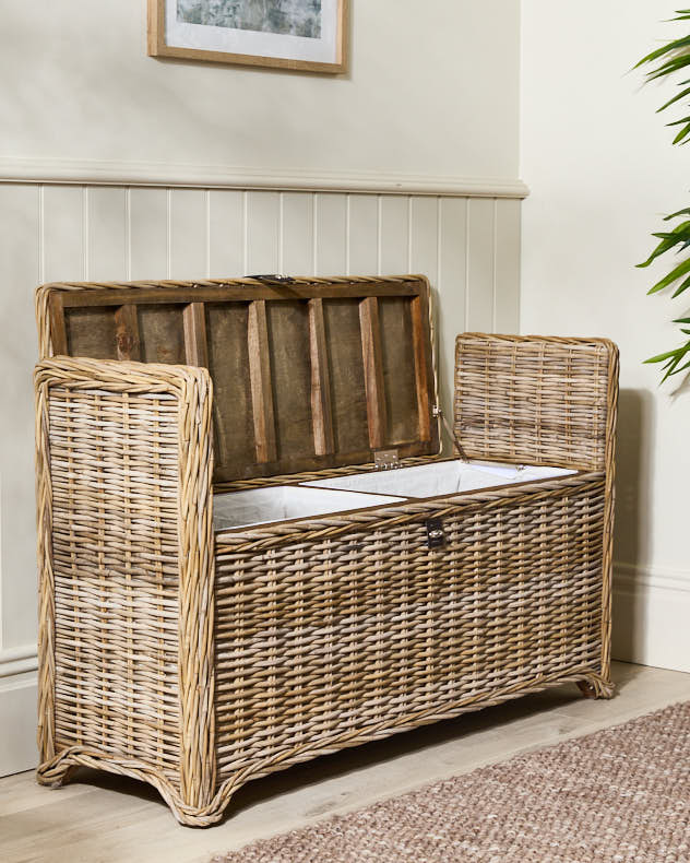 Woven Bench and Storage Trunk