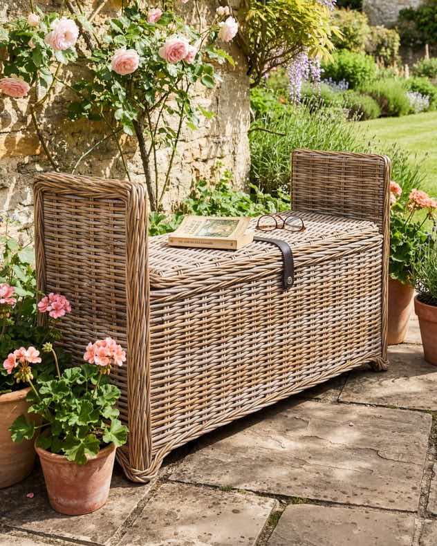Woven Wicker Garden Bench