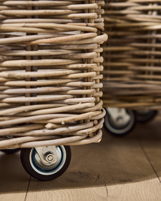 Set of 3 Lined Baskets with Wheels