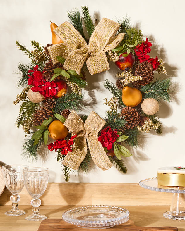 Red & Green & White & Orange Wreaths - Ruskin Autumn Fruits Wreath 48cm