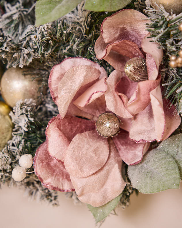 Magnolia Pink Bauble Wreath 60cm