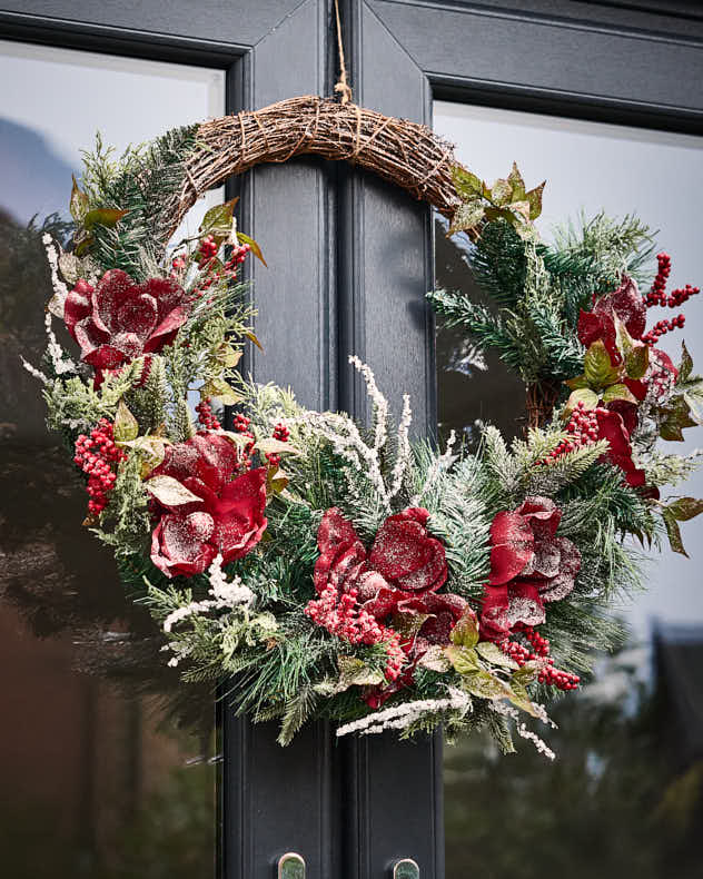 Frosted Flowers Half Wreath