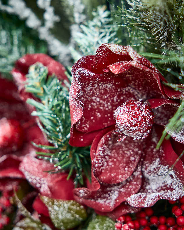 Frosted Flowers Half Wreath