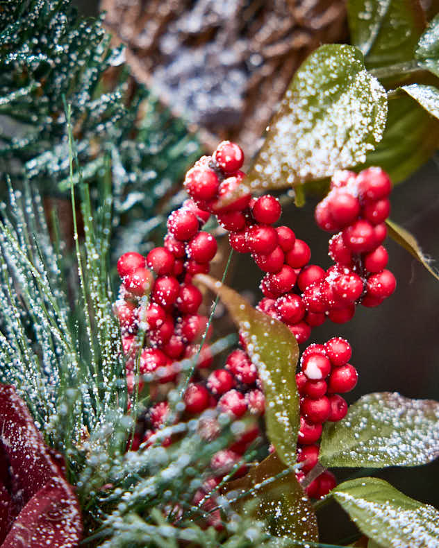 Frosted Flowers Half Wreath