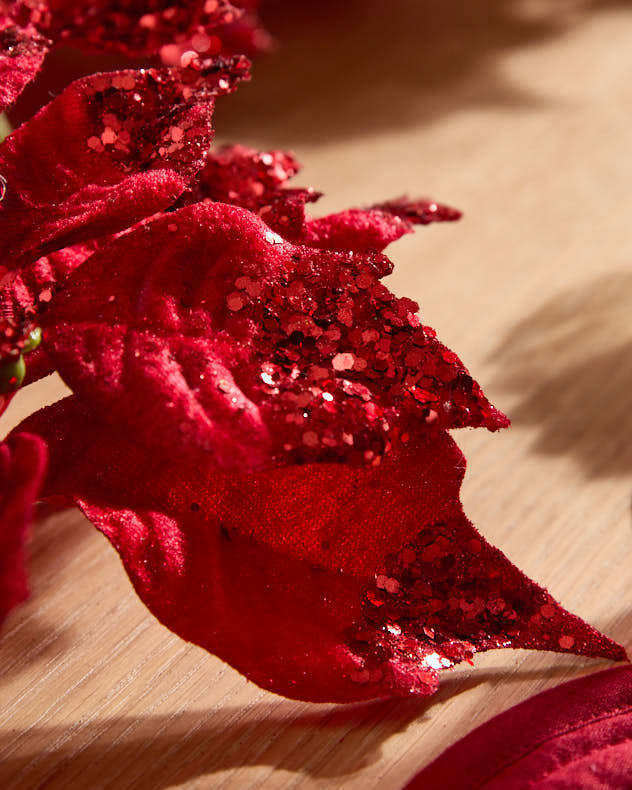 Sparkling Poinsettia Garland - 185cm