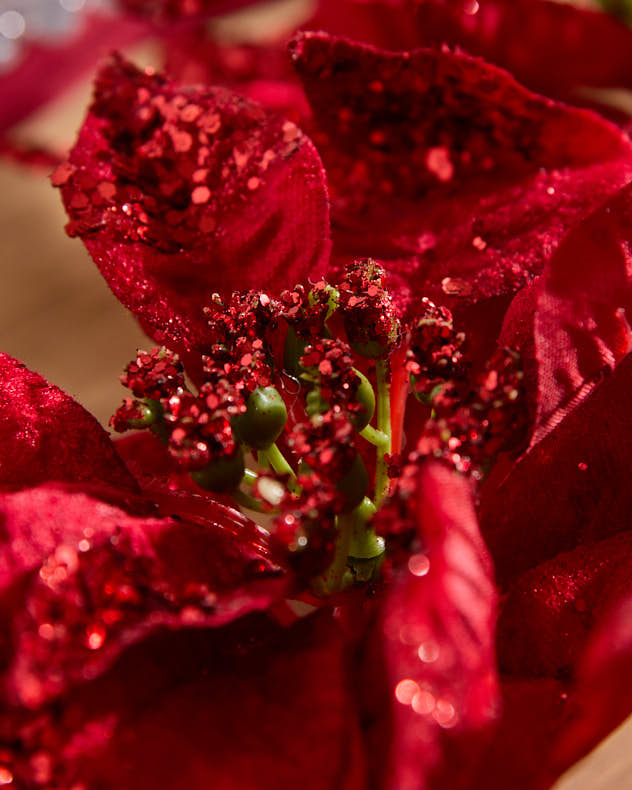 Sparkling Poinsettia Garland - 185cm