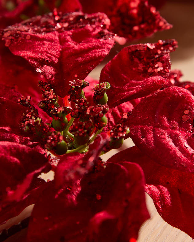 Sparkling Poinsettia Garland - 185cm