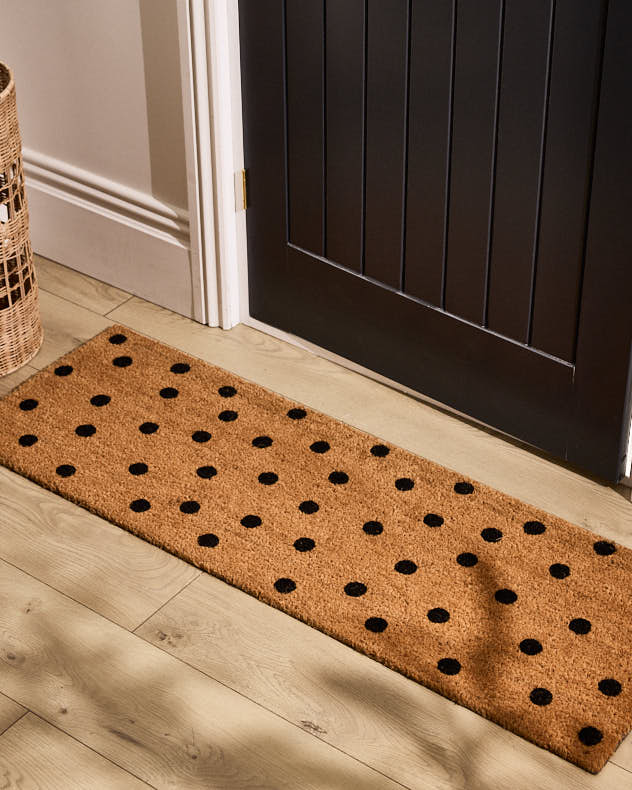 Polka Dot Natural Coir Doormat