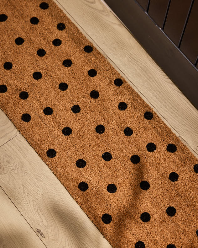 Polka Dot Natural Coir Doormat