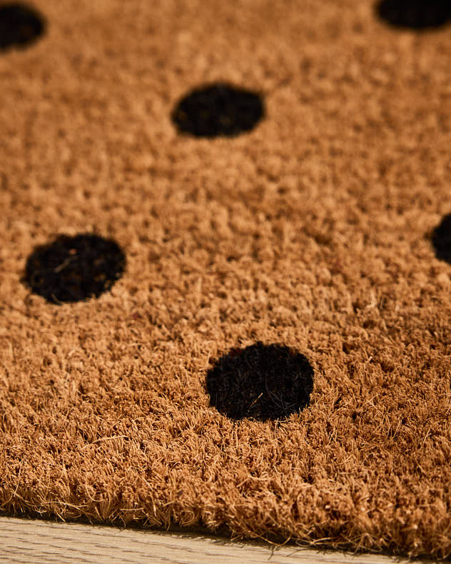 Polka Dot Natural Coir Doormat