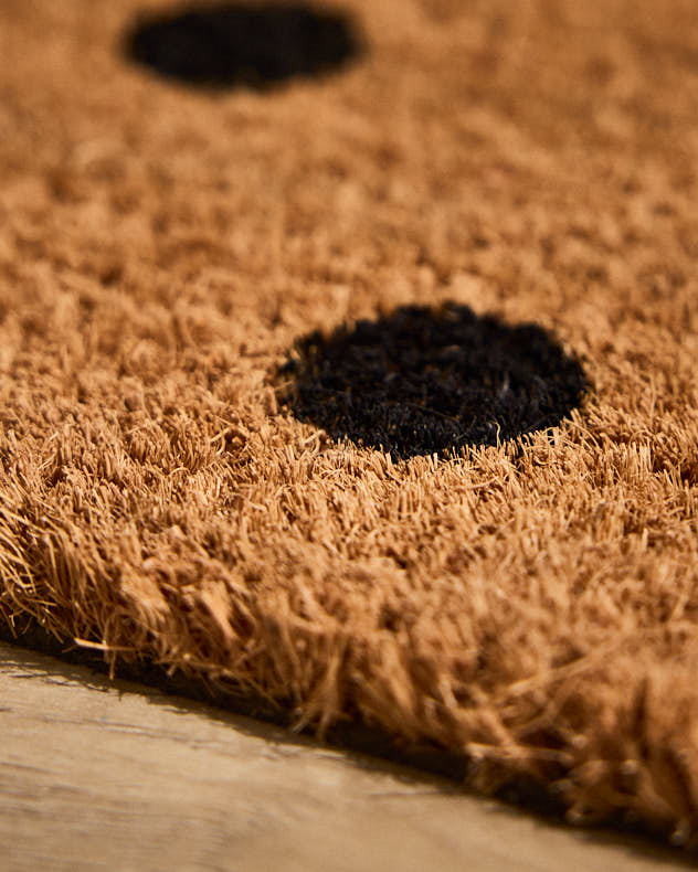 Polka Dot Natural Coir Doormat