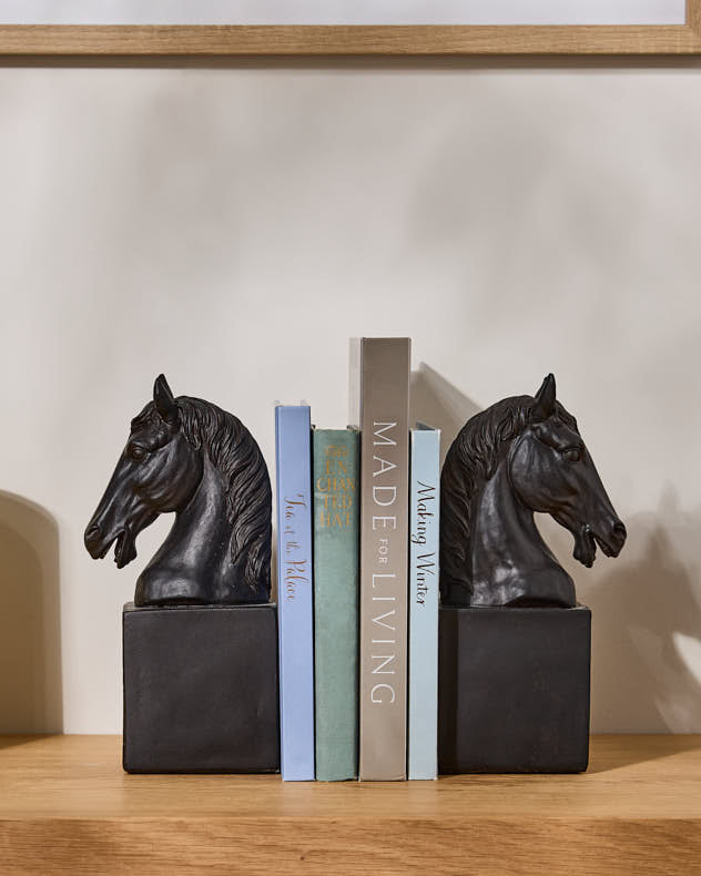 Black Horse Head Bookends