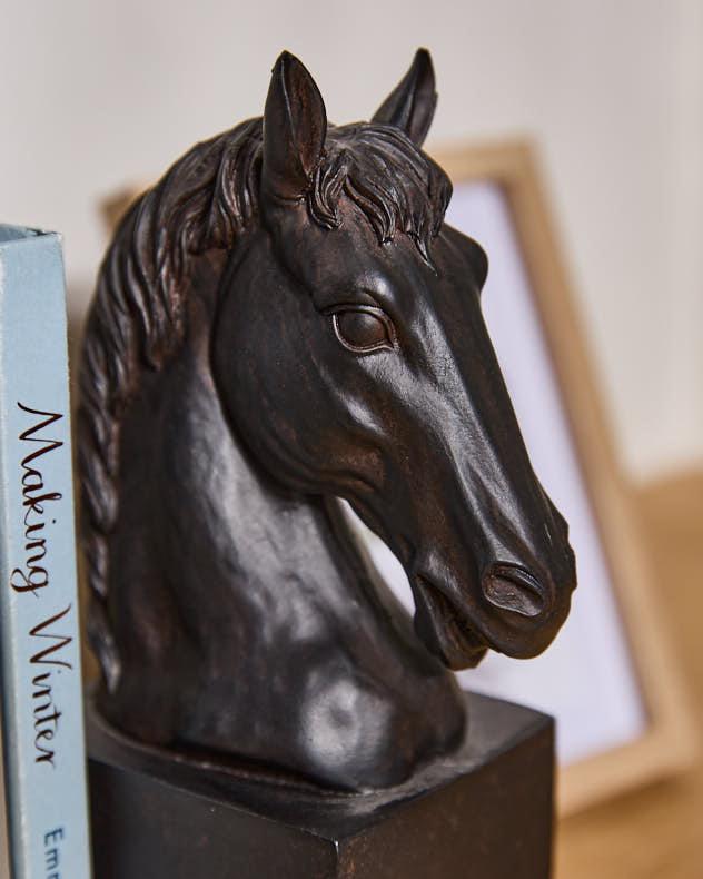 Black Horse Head Bookends