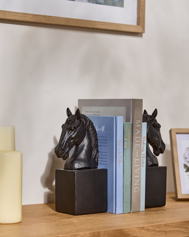 Black Horse Head Bookends