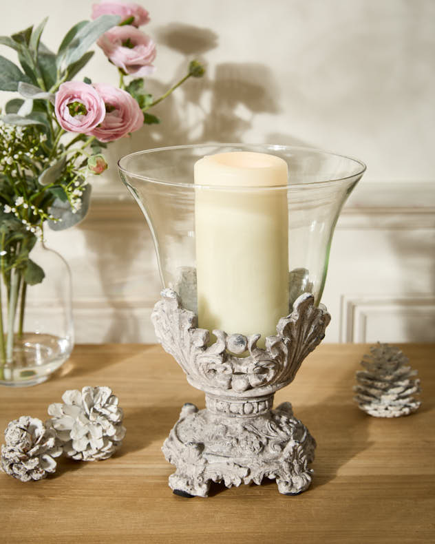 Candle Holders - Antique Style Ornate Hurricane Candle Holder