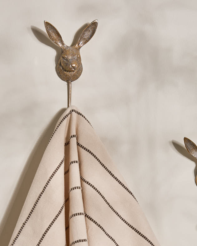 Brass Effect Metal Hare Wall Hook